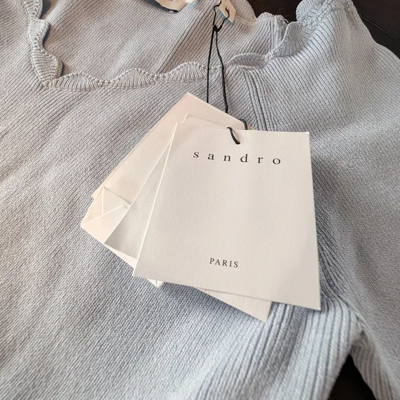 Sandro Meissa Fit And Flare Dress, Women's M/6, Blue/Grey, NWT - Picture 4 of 12